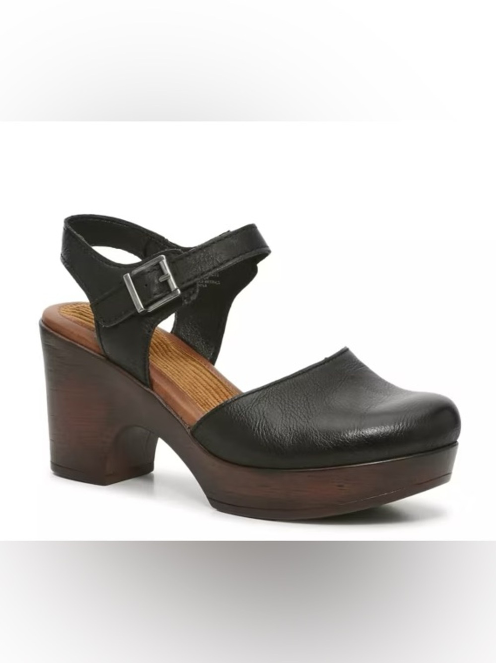b.o.c. Black Leather Mary Jane Clog with Buckle